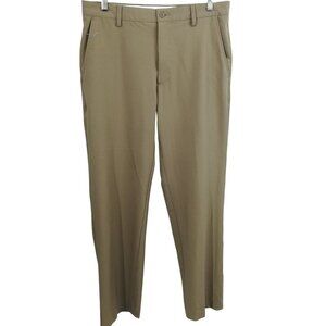FootJoy Khaki Flat Front Golf Pants Size 34 x 32 Stretch Pockets Performance